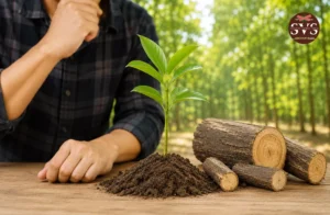 White Sandalwood Cultivation With Healthy Sapling And Wood Logs